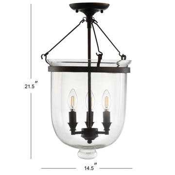 Charlotte 14.5" Metal/Glass LED Semi Flush Mount - JONATHAN Y